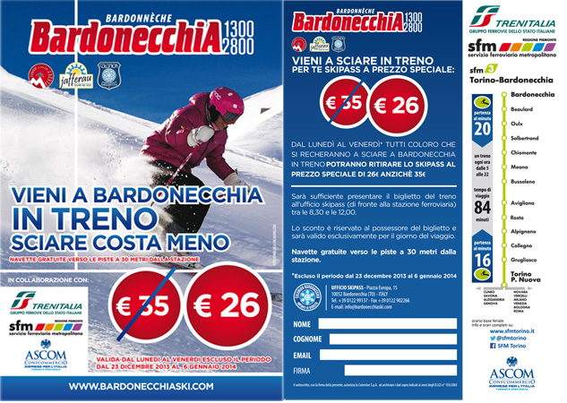 Skipass più economico per chi arriva a Bardonecchia in treno