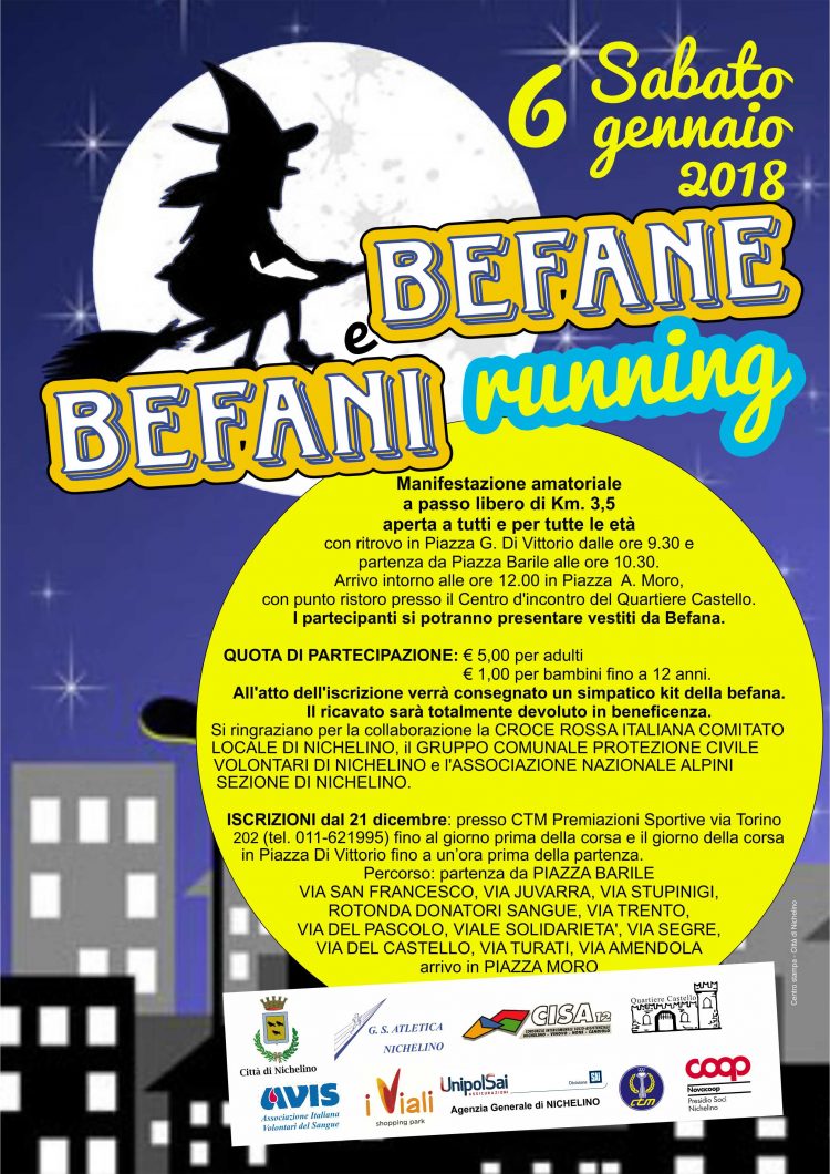 NICHELINO – All’Epifania si corre con “Befana e Befani running”