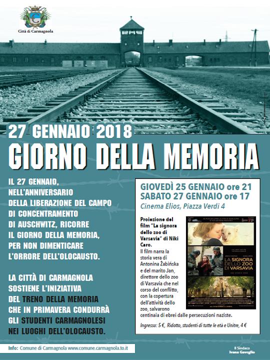 Le iniziative a Carmagnola per la giornata della Memoria