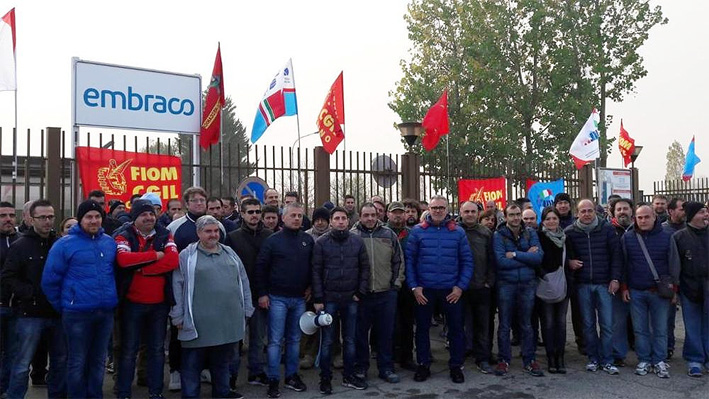 EX EMBRACO – Allarme dei sindacati: “Rischio stop alla cassa integrazione”