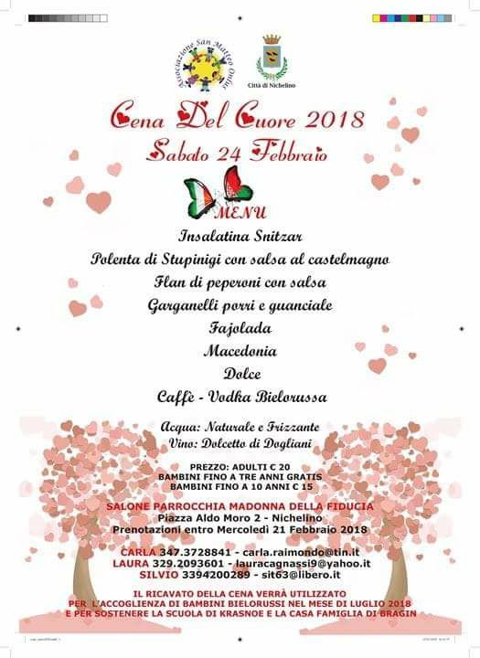 NICHELINO – Sabato 24 febbraio tradizionale cena del cuore della San Matteo onlus