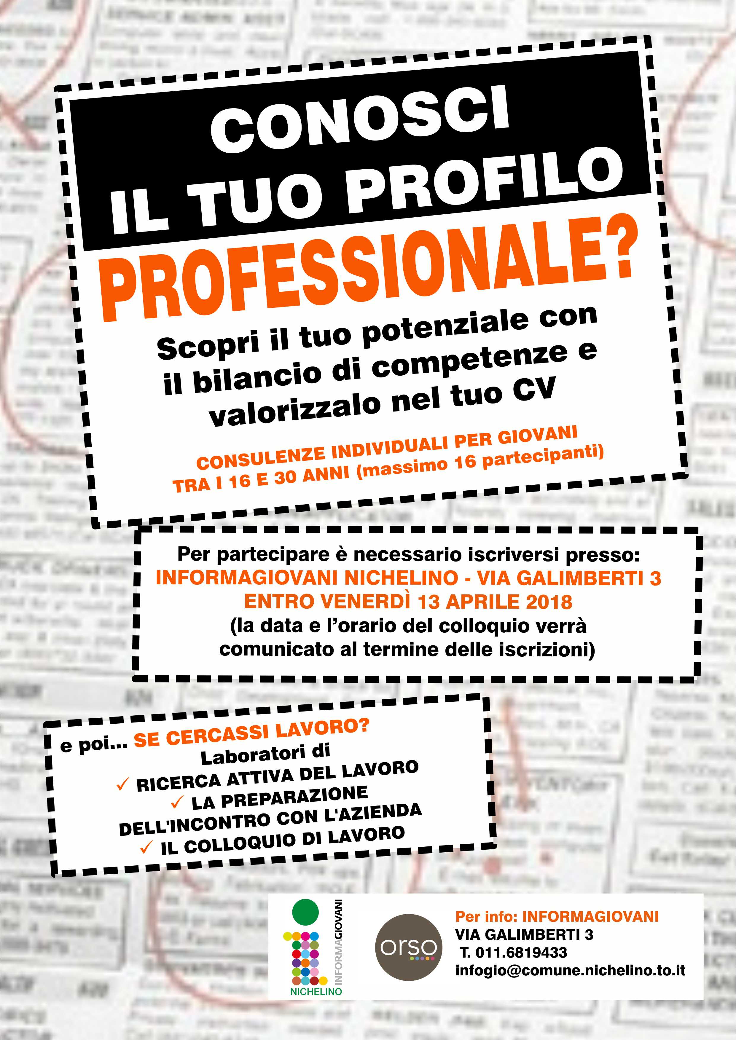 NICHELINO – All’informagiovani si impara a conoscere il proprio profilo professionale