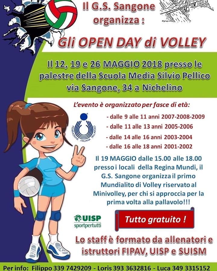 NICHELINO – Il Gruppo Sportivo Sangone organizza la tre giorni di volley