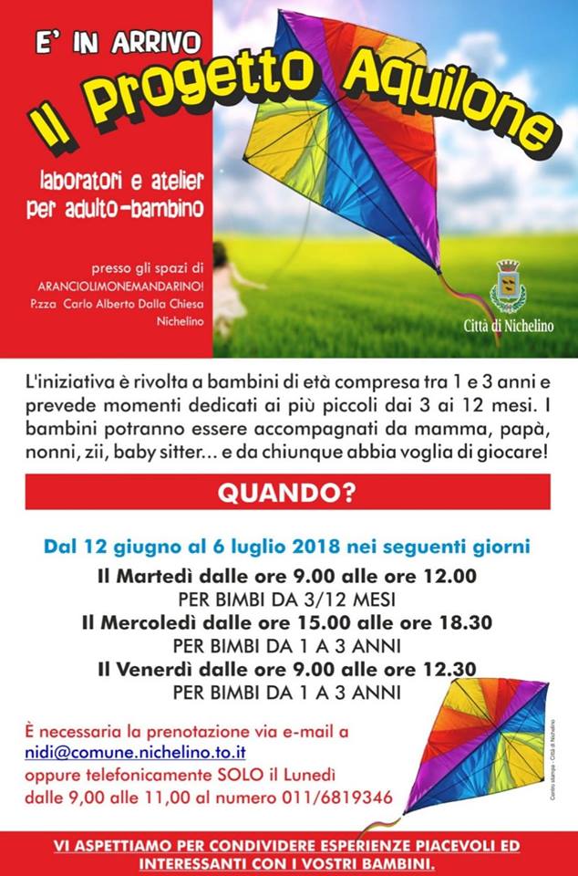 NICHELINO – In arrivo il progetto Aquilone dal 12 giugno