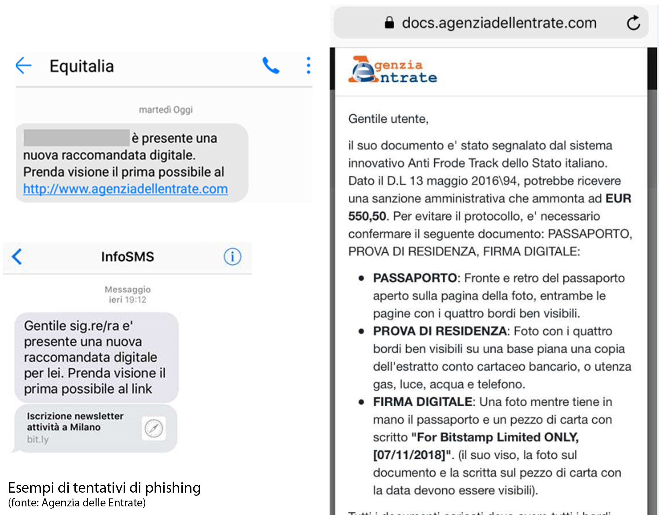 Attenzione agli Sms “InfoSMS” e “Equitalia”, sono tentativi di phishing. Lo dice l’Agenzia delle Entrate