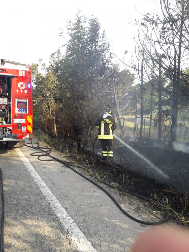 LA LOGGIA – Incendio in via Piave: il caldo alimenta i pericoli