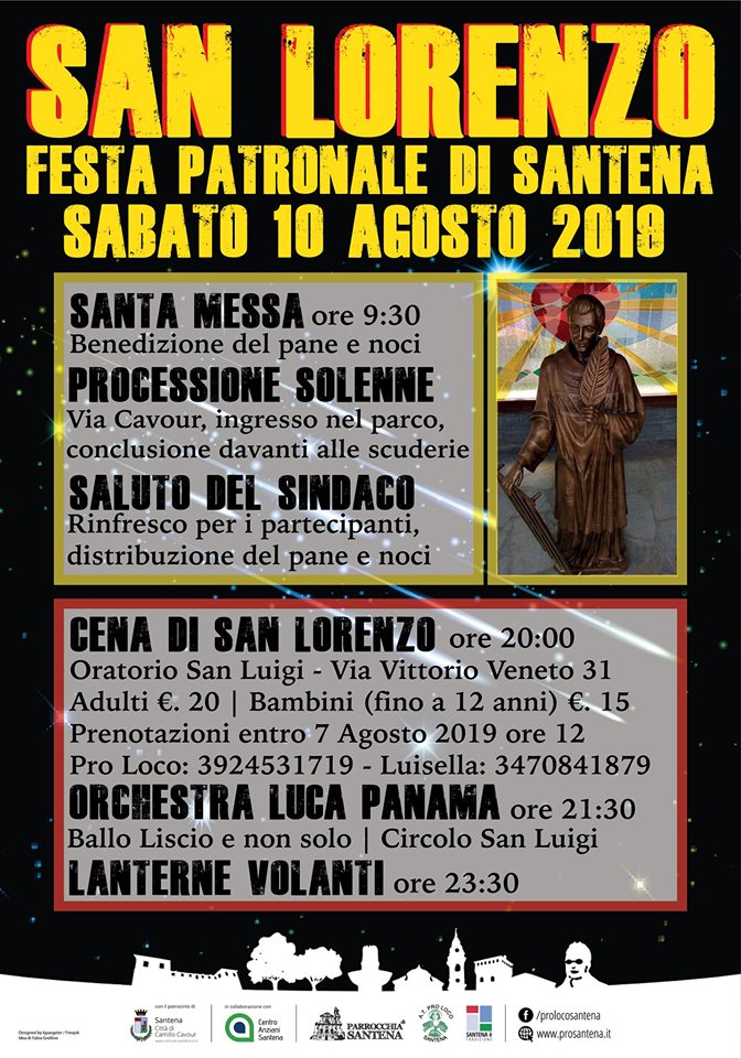 SANTENA – Per la patronale di San Lorenzo diverse iniziative