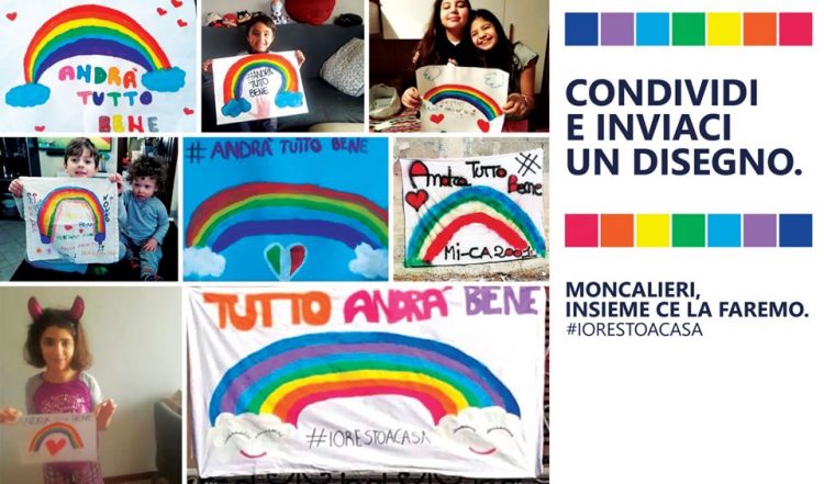 MONCALIERI – I disegni dei bambini esposti in piazza alla fine dell’emergenza