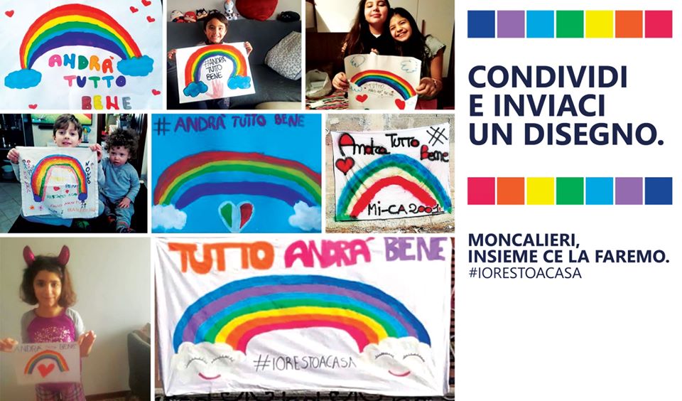 MONCALIERI – I disegni dei bambini esposti in piazza alla fine dell’emergenza