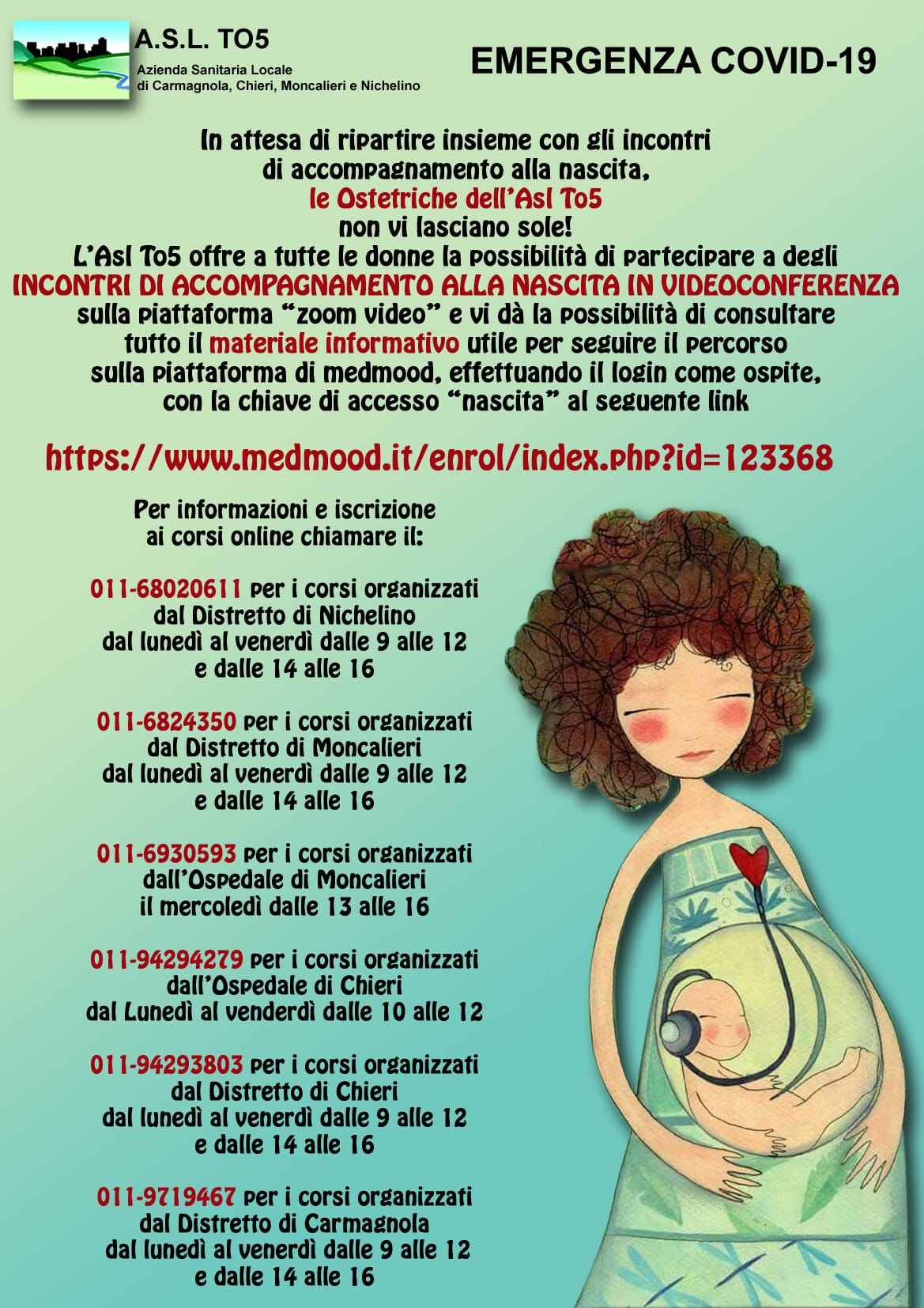ASL TO 5 – Incontri virtuali tra ostetriche e future mamme
