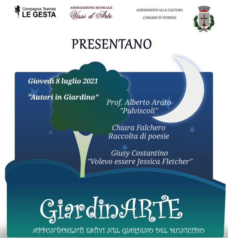 A Poirino serata con gli autori: Arato, Falchero e Costantino ospiti l’8 luglio a “GiardinArte”