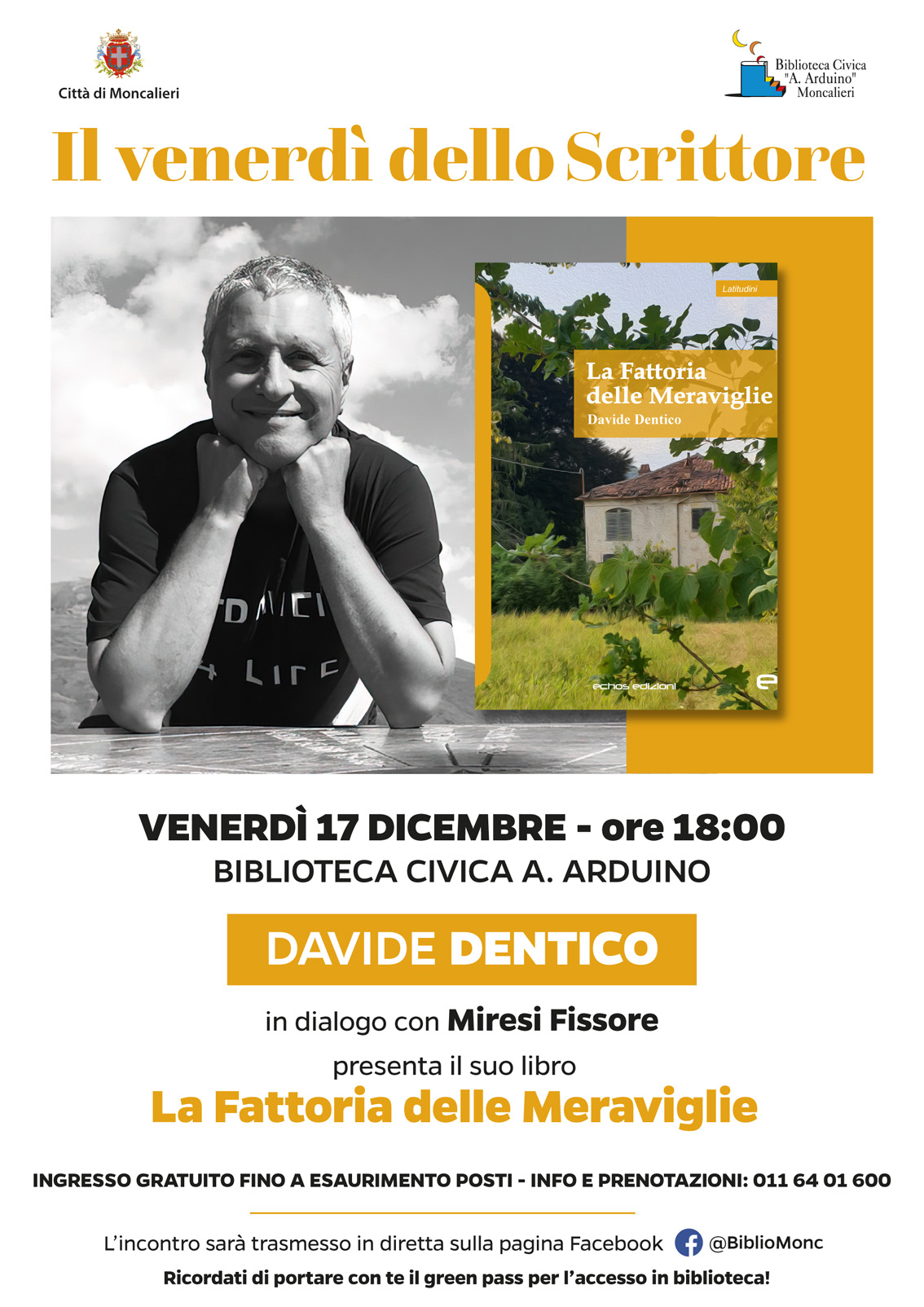 Venerdì 17 dicembre alle ore 18 alla Biblioteca Arduino di Moncalieri c’è Davide Dentico con “La Fattoria delle Meraviglie”