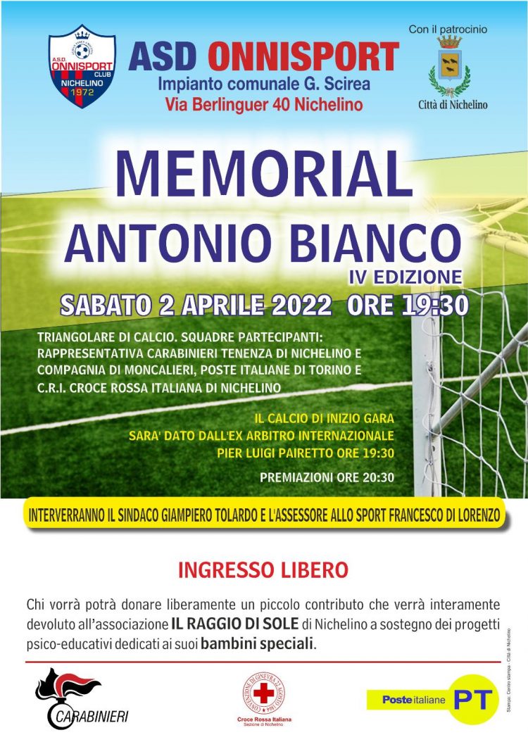 NICHELINO – IV edizione del triangolare di Calcio a 8, memorial Antonio Bianco