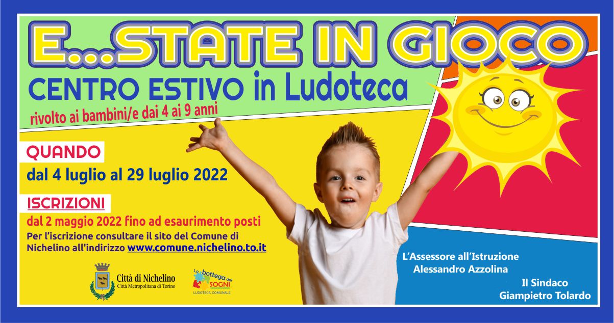 NICHELINO – Iscrizione centri estivi in ludoteca