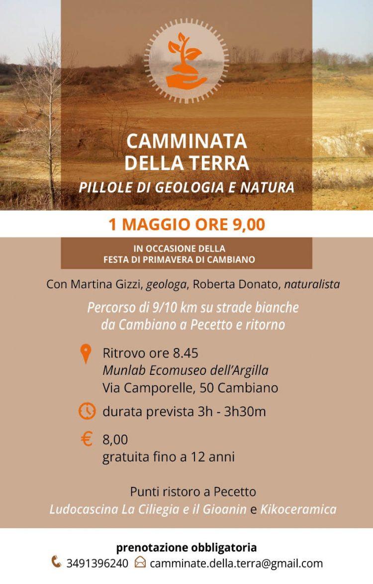 Per una domenica diversa: “Camminata della terra: pillole di geologia e natura”. Il 1 maggio da Cambiano (Munlab) a Pecetto e ritorno