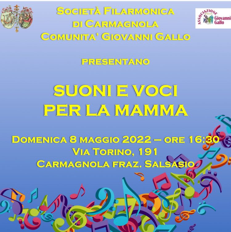 Musica: domenica 8 maggio la Filarmonica di Carmagnola in concerto per la mamma