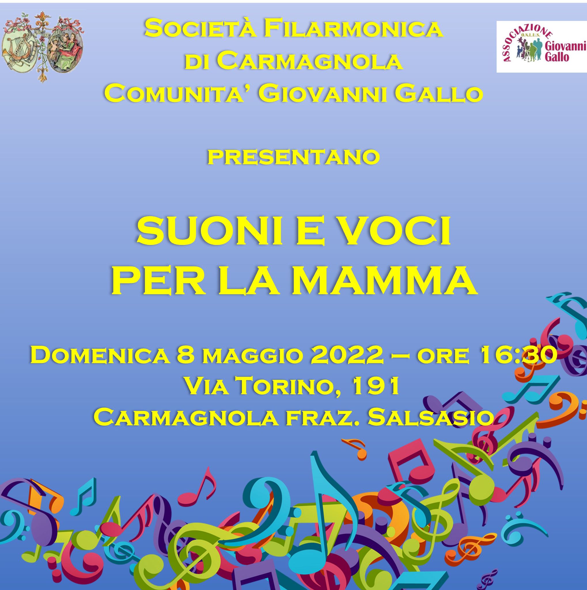 Musica: domenica 8 maggio la Filarmonica di Carmagnola in concerto per la mamma
