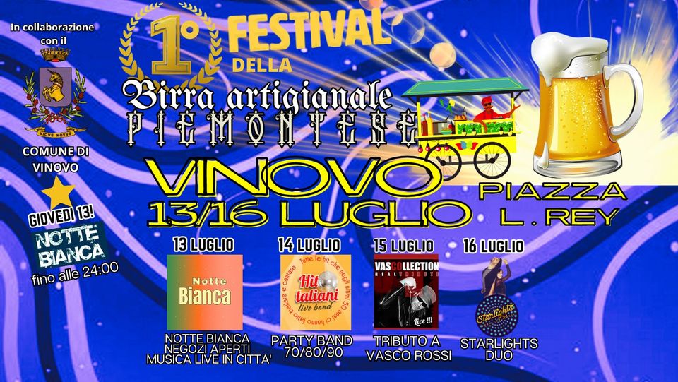 VINOVO  -FBAP ‘Mastri birrai on the Road’ 13-14-15-16 Luglio in piazza Rey
