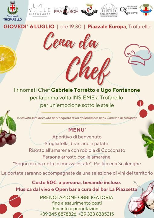 TROFARELLO – Una cena di solidarietà per l’acquisto di un defibrillatore comunale