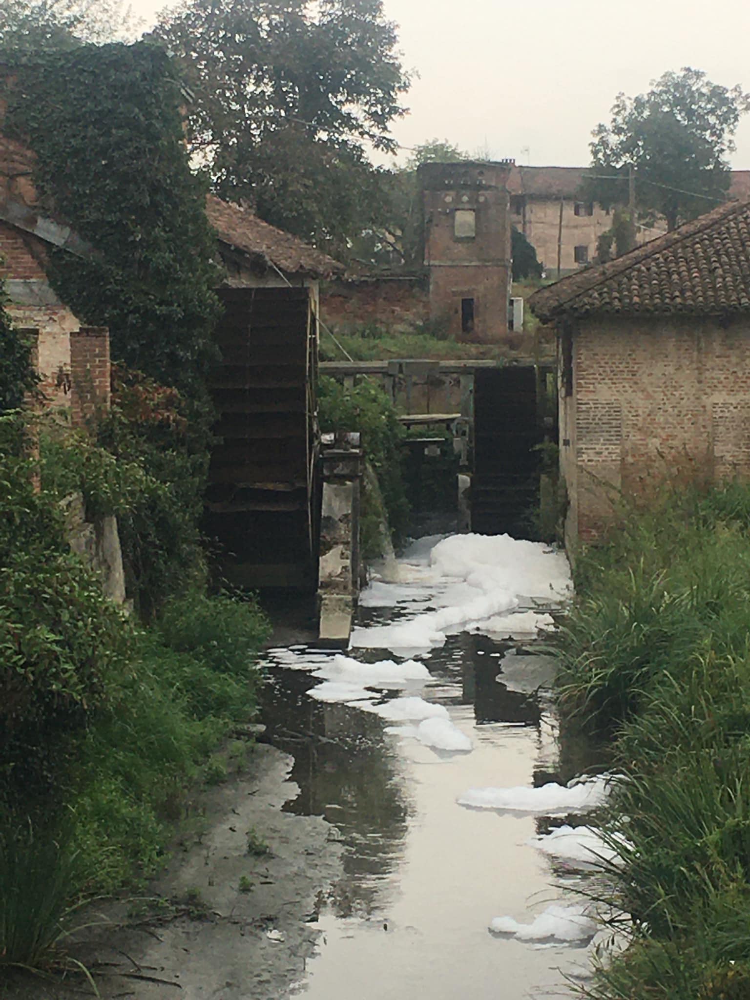 VILLASTELLONE – Schiuma nel canale di Borgo Cornalese: i residenti chiedono verifiche
