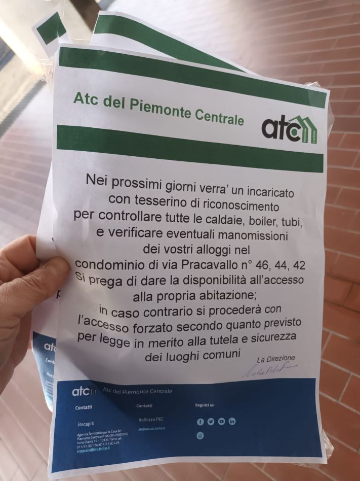 NICHELINO – La truffa dell’avviso Atc sui controlli delle caldaie