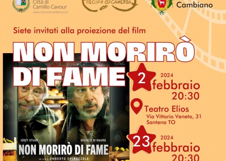 SANTENA/CAMBIANO – Non morirò di fame: il cinema incontra l’impegno sociale