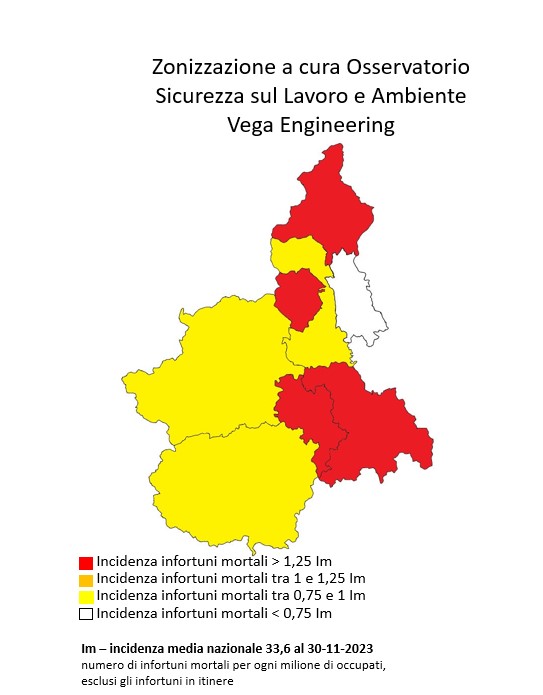 LAVORO – Provincia di Torino zona gialla per i decessi nei luoghi di impiego