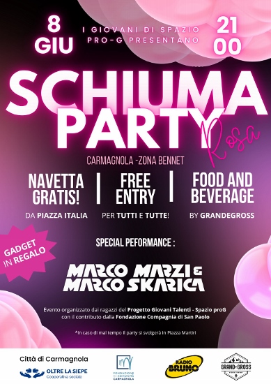 CARMAGNOLA – Lo schiuma party in Rosa davanti al Bennet