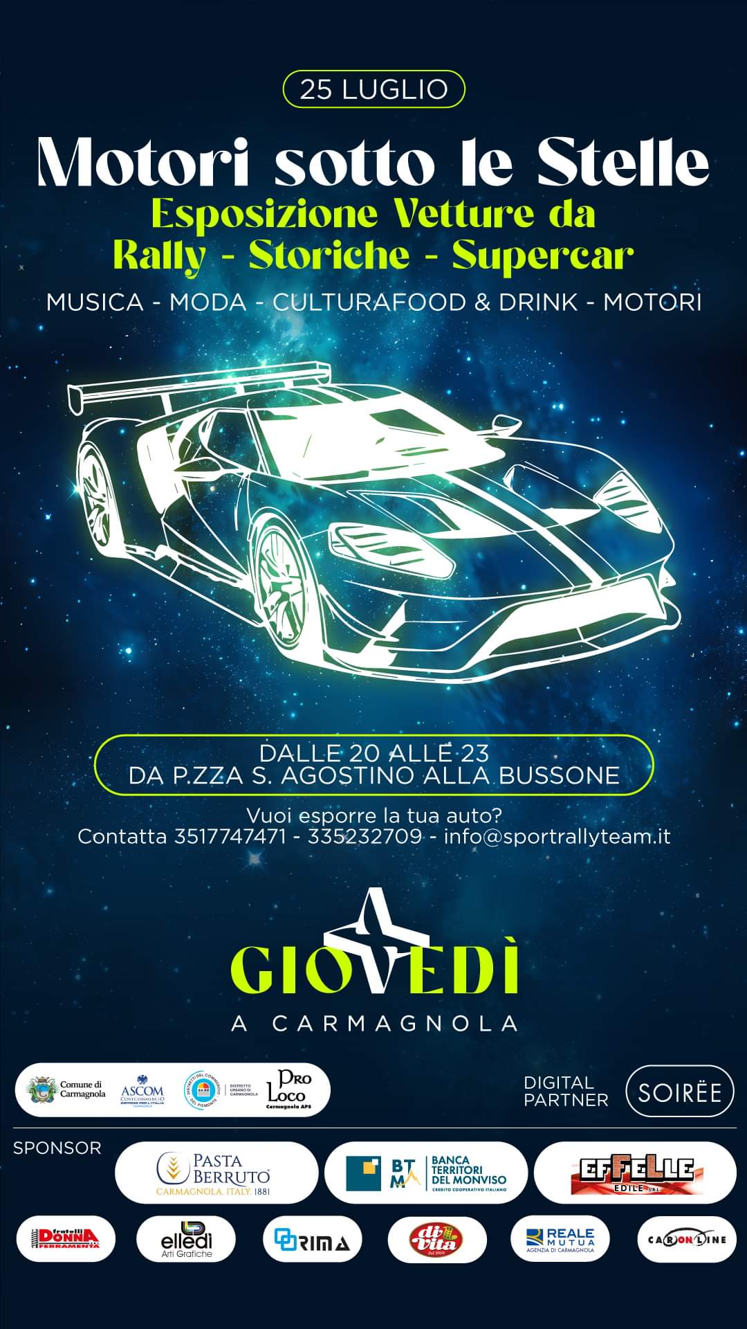 CARMAGNOLA – Arriva motori sotto le stelle