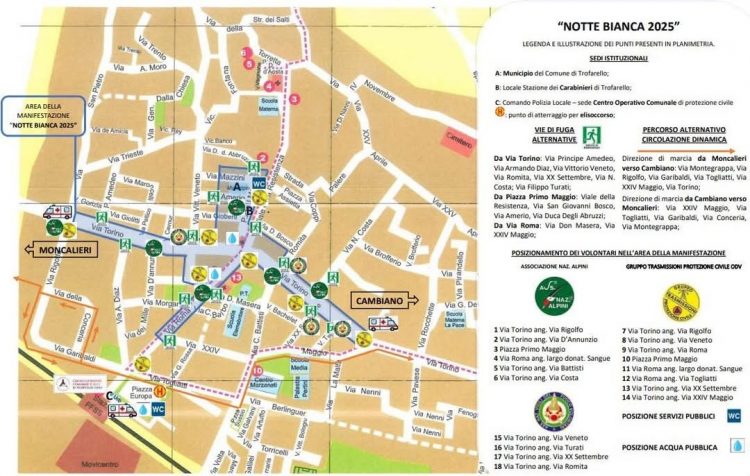 TROFARELLO – Cambia la viabilità per la Notte Bianca