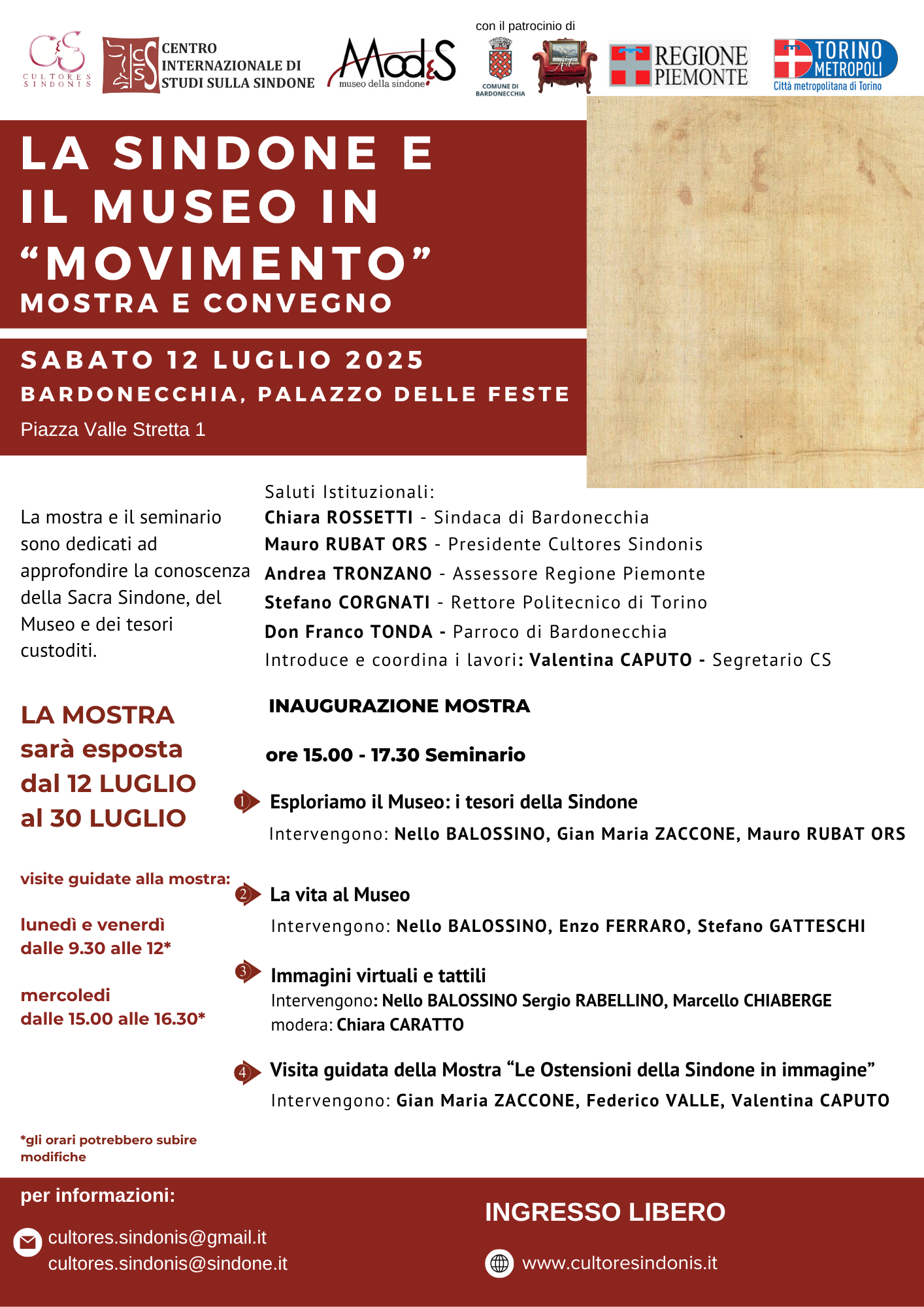 “La Sindone e il Museo in Movimento”, sabato si inaugura mostra a Bardonecchia