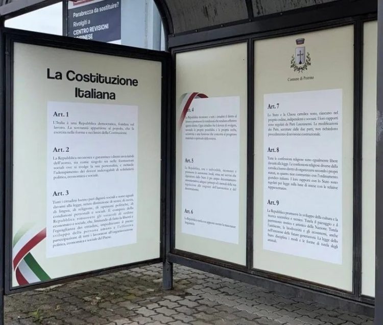 POIRINO – Le pensiline dei bus come libri per raccontare la Costituzione