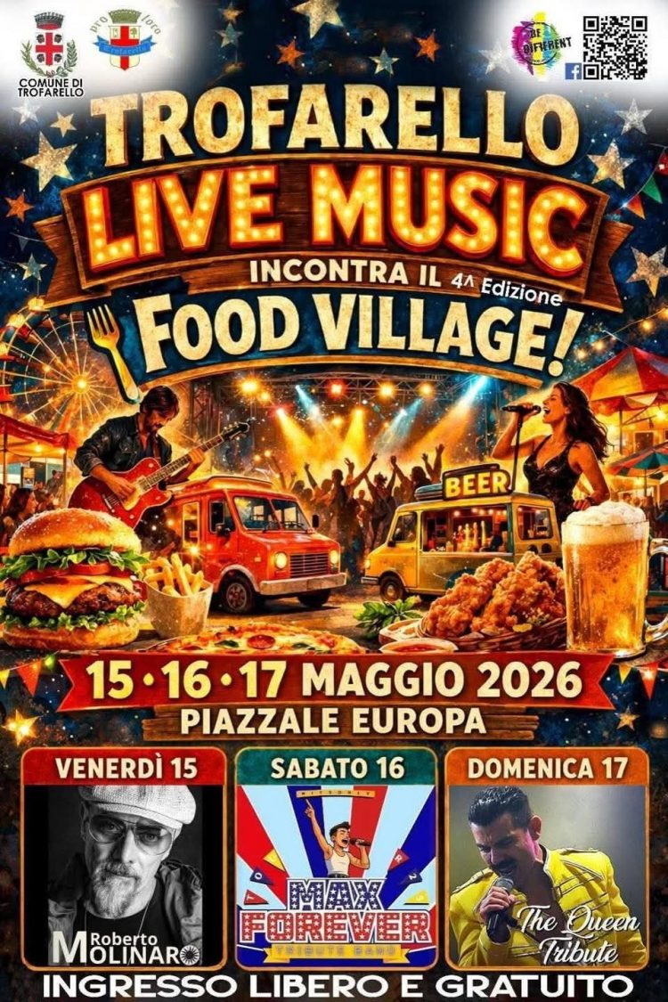 TROFARELLO – Live music e street food in piazzale Europa