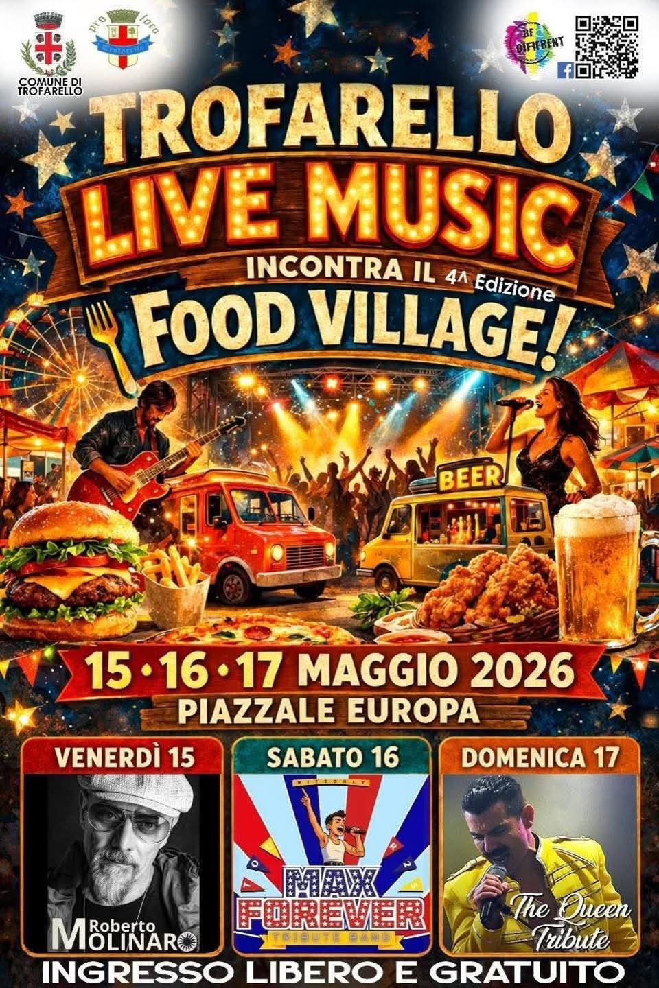 TROFARELLO – Live music e street food in piazzale Europa