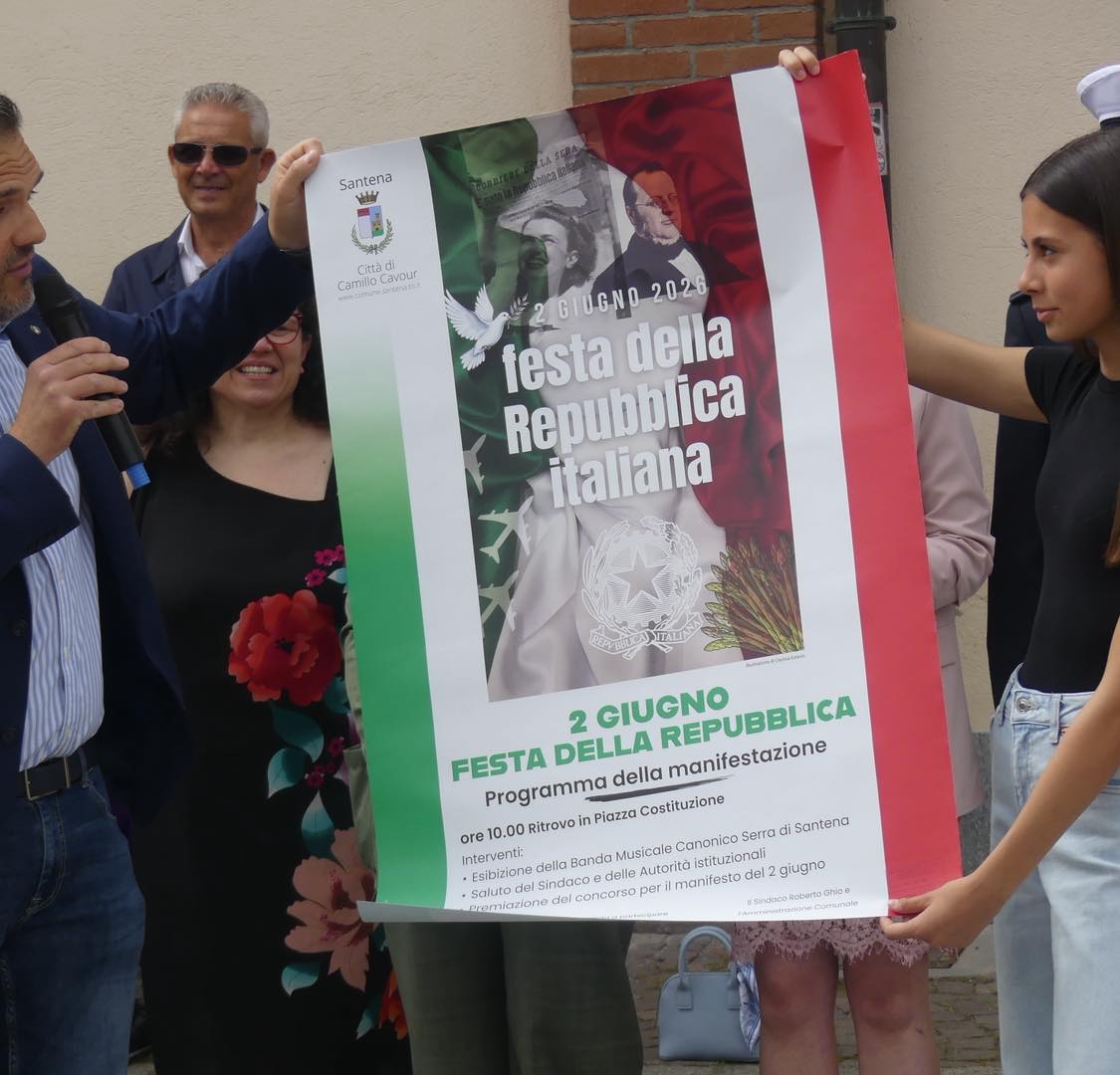 SANTENA – Per il 2 giugno un momento di celebrazione in piazza SANTENA – Per il 2 giugno un momento di celebrazione in piazza