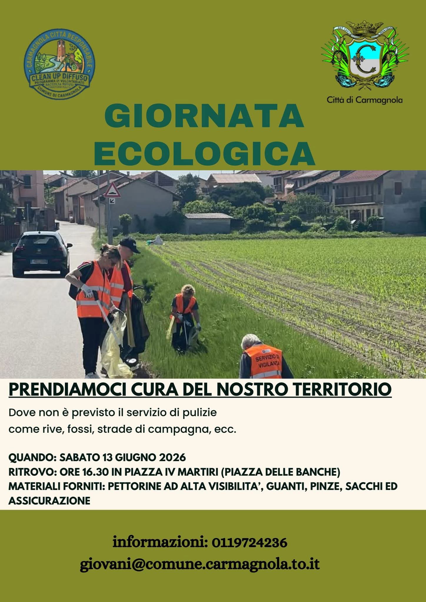 CARMAGNOLA – Clean Up diffuso sul territorio CARMAGNOLA – Clean Up diffuso sul territorio