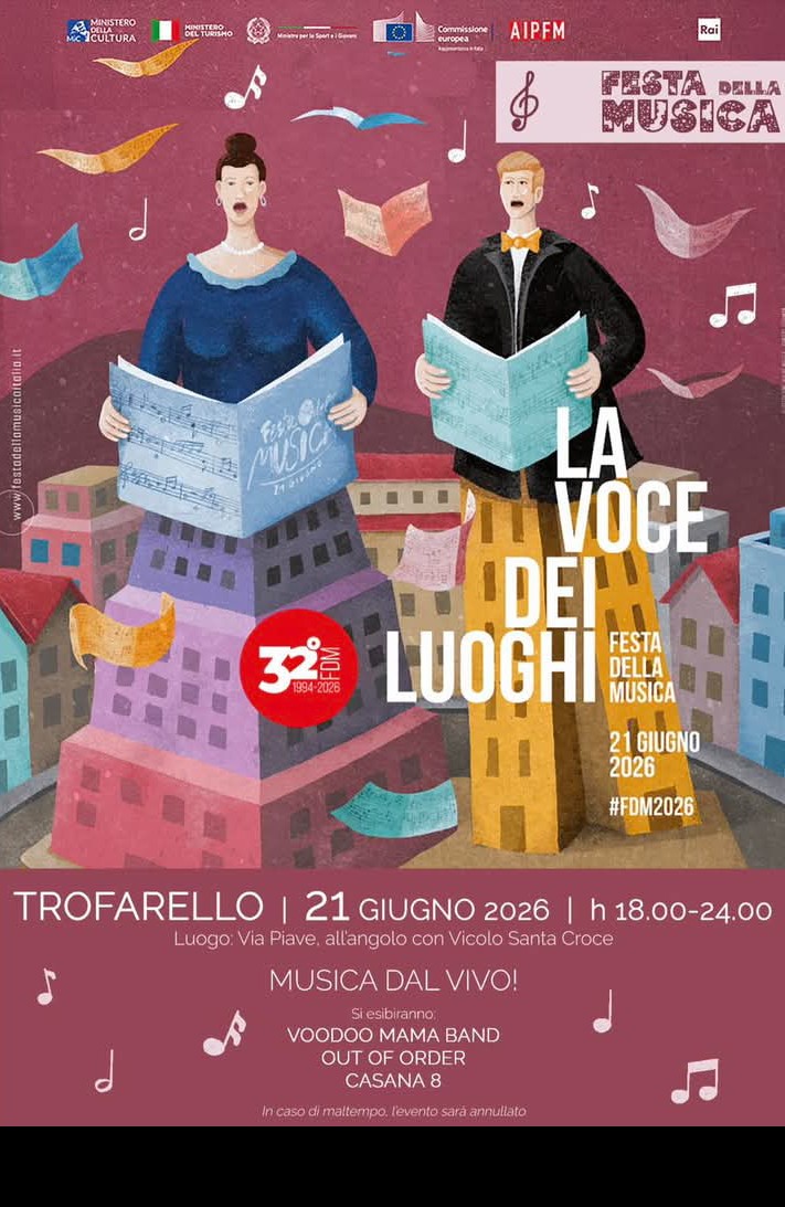 Domenica 21 giugno Festa della Musica a Trofarello Domenica 21 giugno Festa della Musica a Trofarello