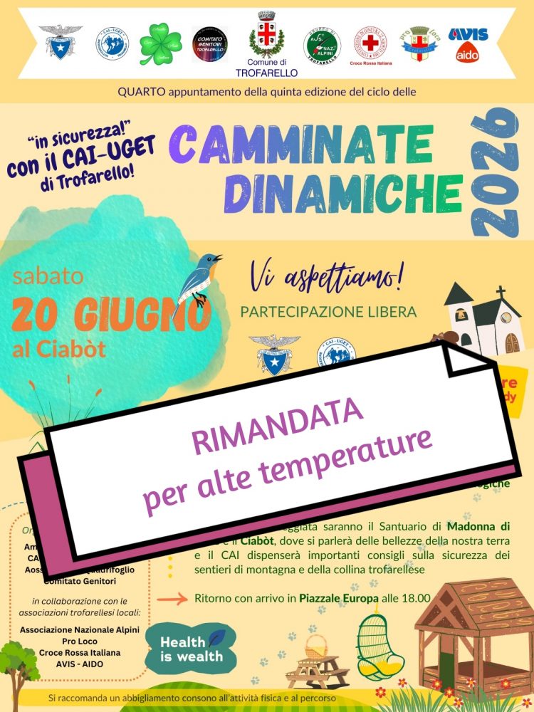 Annullata la Camminata dinamica a Trofarello