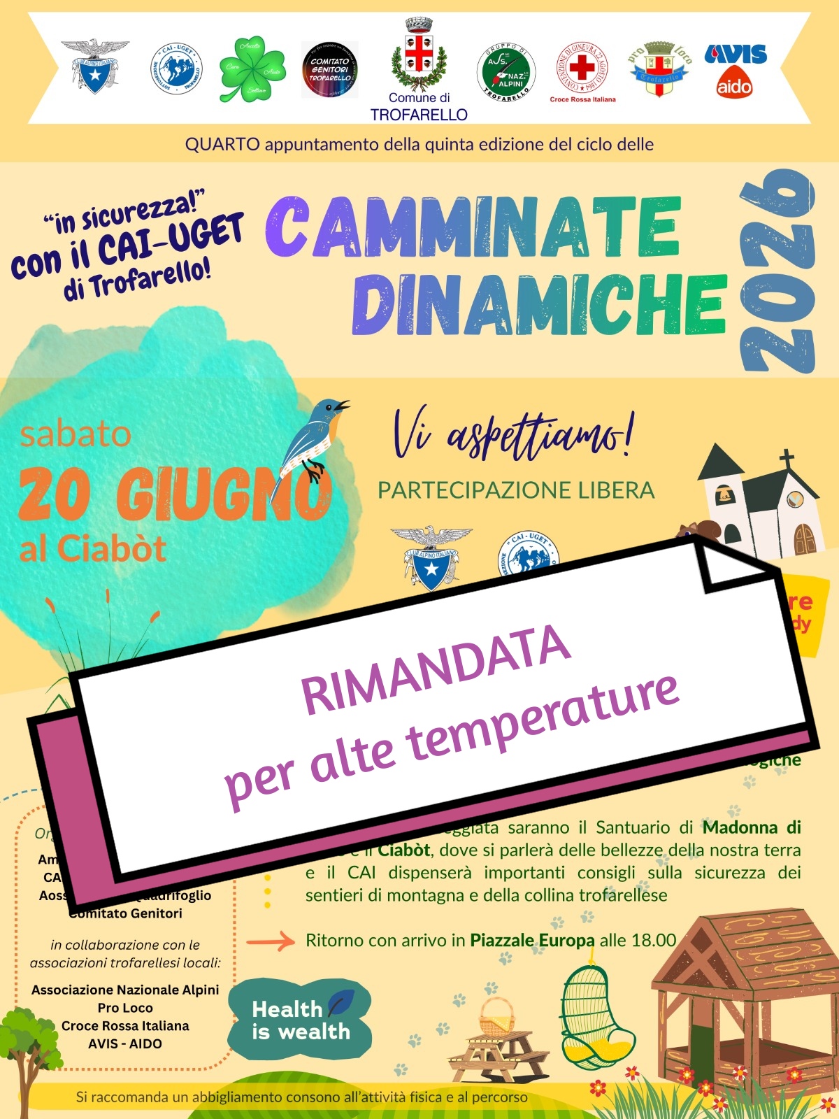 Annullata la Camminata dinamica a Trofarello Annullata la Camminata dinamica a Trofarello