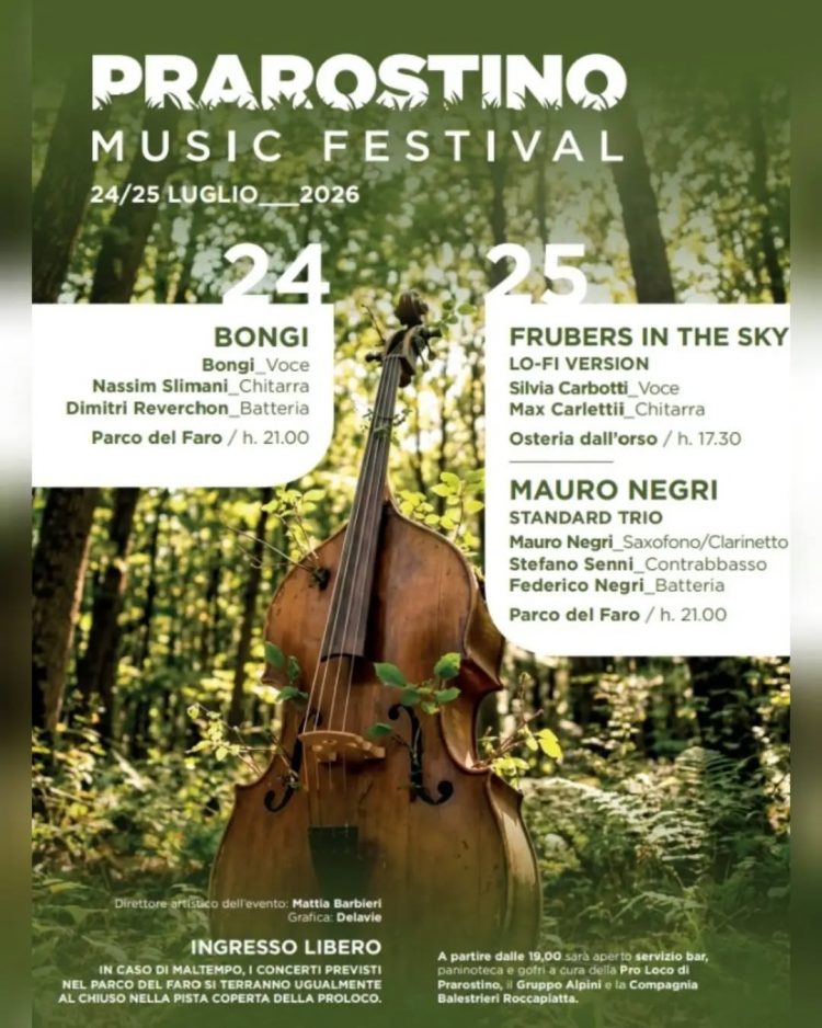 Venerdì 24 e sabato 25 luglio suona il “Prarostino Music Festival”