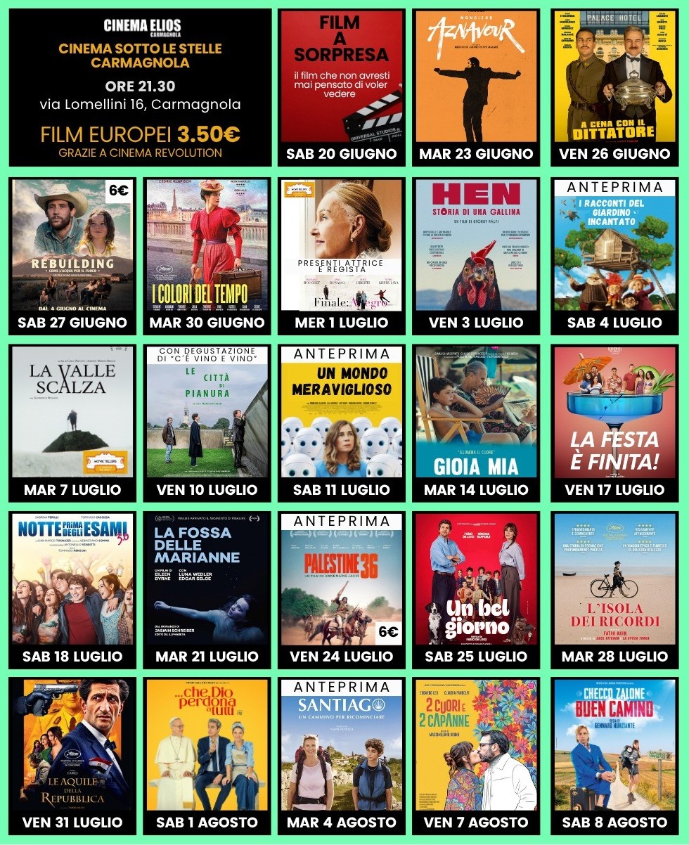 Prosegue la rassegna estiva di Cinema sotto le stelle con l’Elios di Carmagnola Prosegue la rassegna estiva di Cinema sotto le stelle con l’Elios di Carmagnola
