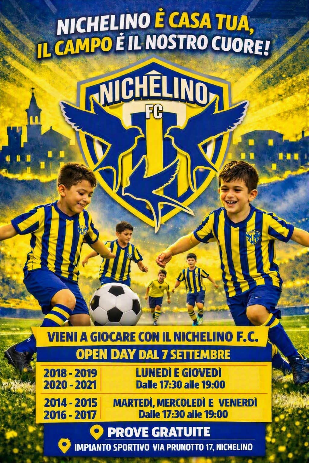 NICHELINO – Open day dell’FC Nichelino per i nuovi iscritti NICHELINO – Open day dell’FC Nichelino per i nuovi iscritti